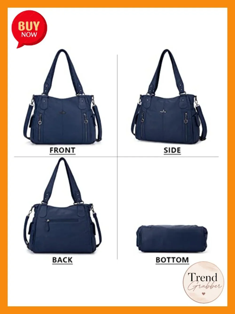 Womens Top-Handle Hobo Purse Roomy Casual Shoulder Bags PU Tote Satchel